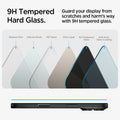 AGL06885 - iPhone 16 Plus GLAS.tR EZ Fit Privacy showing the 9H Tempered Hard Glass. Guard your display from scratches and harm's way with 9H tempered glass. Layers of parts of the glass