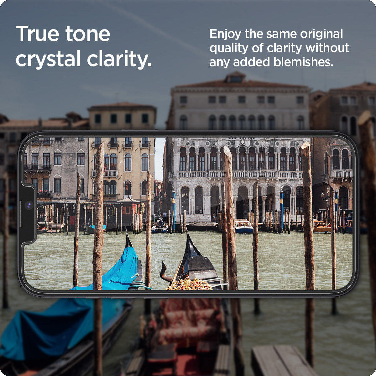 AGL03388 - iPhone 16e Screen Protector EZ FIT GLAS.tR Privacy showing the true tone crystal. Enjoy the same original quality of clarity without any added blemishes