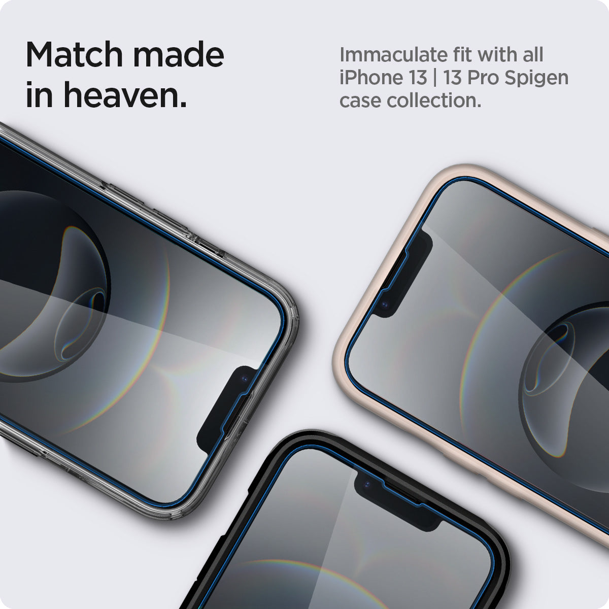 AGL03386 - iPhone 16e Screen Protector EZ FIT GLAS.tR (Sensor Protection) showing the match made in heaven, immaculate fit for device.