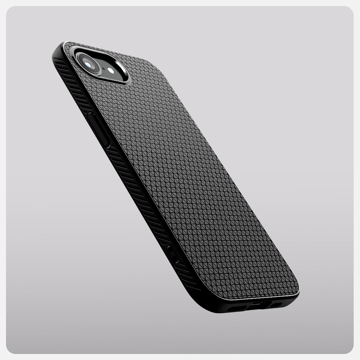 ACS09151 - iPhone 16e Case Liquid Air (MagFit) in Matte Black showing the back, partial side and bottom