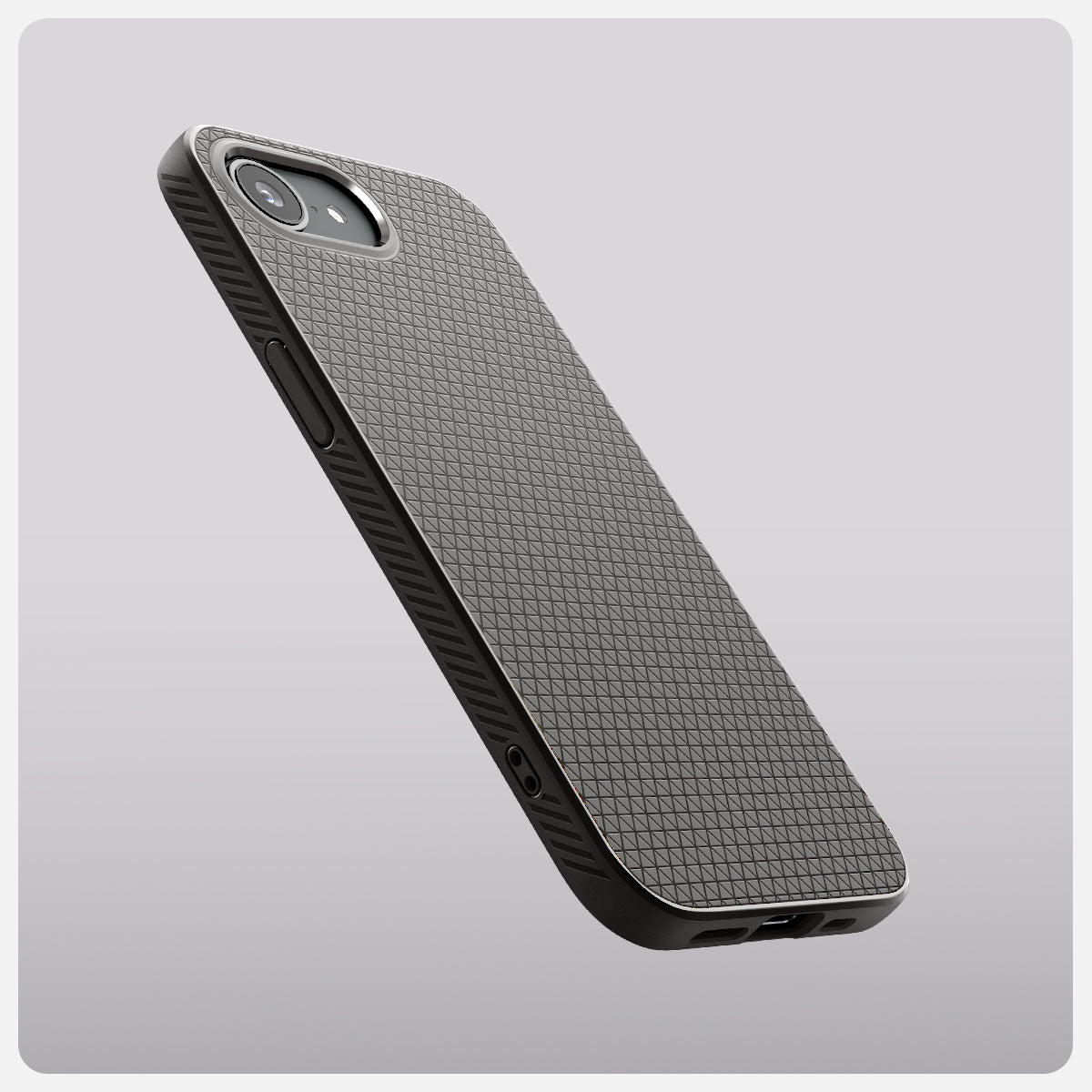 ACS09532 - iPhone 16e Case Liquid Air in Marble Gray showing the back, partial side and bottom