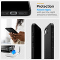 ACS09151 - iPhone 17e Case Liquid Air (MagFit) in Matte Black showing the all-around protection. Raised edges with just the right amount of slimness