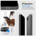 ACS09532 - iPhone 16e Case Liquid Air in Marble Gray showing the all-around protection. Raised edges with just the right amount of slimness