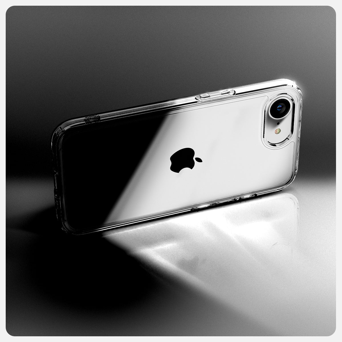 ACS09160 - iPhone 16e Case Ultra Hybrid in Crystal Clear showing the back, partial side and partial bottom