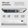 ACS09160 - iPhone 17e Case Ultra Hybrid in Crystal Clear showing the slim and protective. Strong, lightweight, and slim for the best protection every day. 26x drop amount, 48