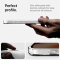 ACS09140 - iPhone 16e Case Ultra Hybrid (MagFit) in Carbon Fiber showing the perfect profile. Slim silhouette with precise cutouts for easy access for all buttons