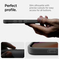 ACS09146 - iPhone 16e Case Ultra Hybrid Classic (MagFit) in Classic Black showing the perfect profile. Slim silhouette with precise cutouts for easy access for all buttons