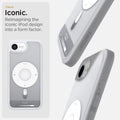 ACS09147 - iPhone 16e Case Ultra Hybrid Classic (MagFit) in Classic Silver showing the classic Iconic. Remaining the iconic iPod design into a form factor
