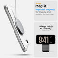 ACS09139 - iPhone 17e Case Ultra Hybrid (MagFit) in Clear White showing the stronger MagFit. Improved magnets for snappy and strong connection. Always ready to StandBy