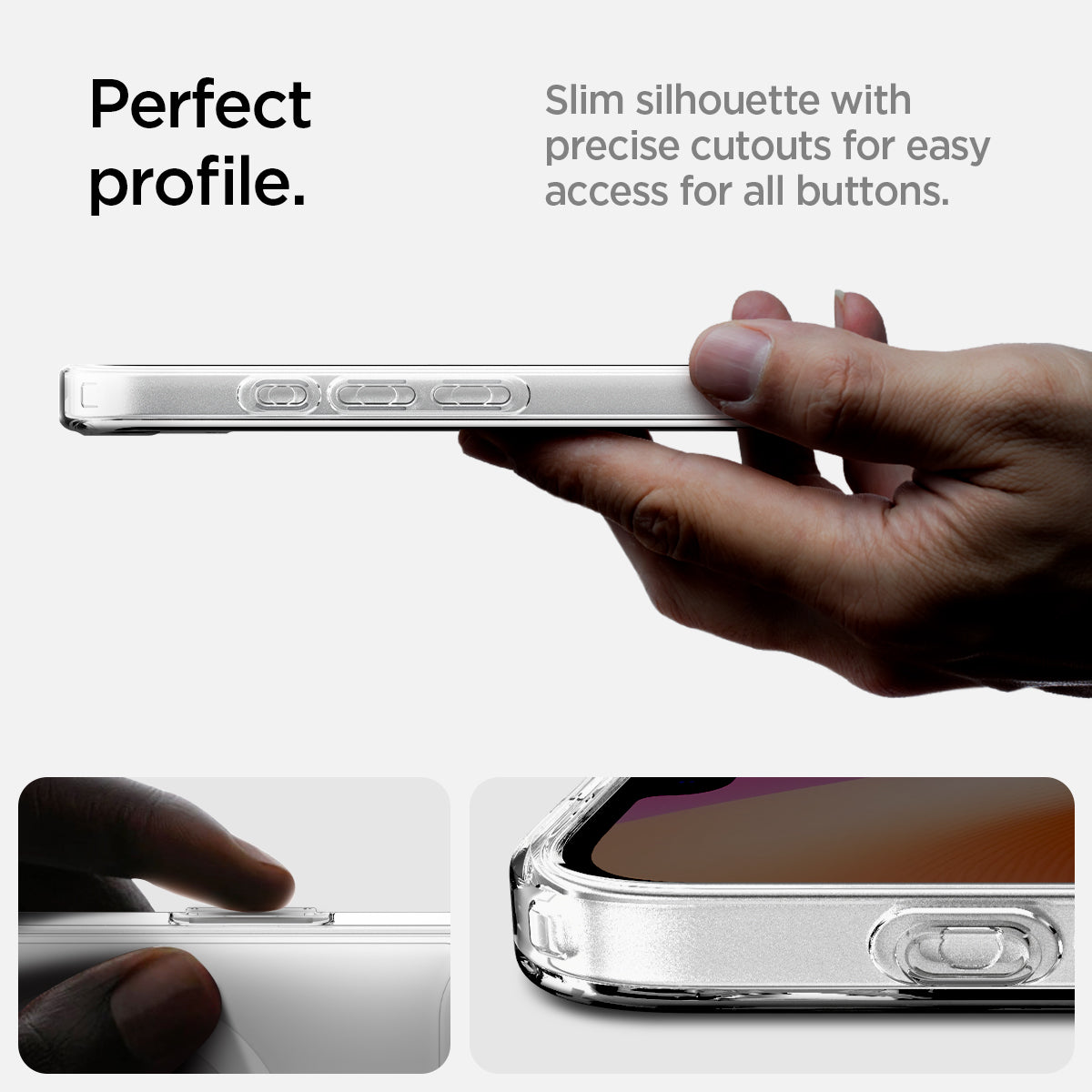 ACS09139 - iPhone 16e Case Ultra Hybrid (MagFit) in Clear White showing the perfect profile. Slim silhouette with precise cutouts for easy access for all buttons