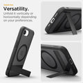 ACS09149 - iPhone 16e Case Ultra Hybrid S (MagFit) in Frost Black showing the hands-free versatility. Unfold it vertically or horizontally depending on your preferences