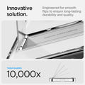 ACS09148 - iPhone 16e Case Ultra Hybrid S (MagFit) in Clear White showing the innovative solution. Engineered for smooth flips to ensure long-lasting durability and quality. Tested durability 10,000x