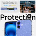 ACS08065 - iPhone 16 Plus Case Liquid Crystal Glitter in Crystal Quartz raised lips help prevent surfaces scratches for camera and screen. oh snap. protection.