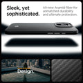 ACS08151 - iPhone 16 Pro Case Enzo Aramid in Black Silver sleek, yet, sophisticated. All new aramid fiber for unmatched durability and ultimate protection.