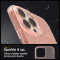 ACS08114 - iPhone 16 Pro Case Liquid Crystal Glitter in Rose Quartz time to sparkle it up. glints of glitter sparkle across your device.