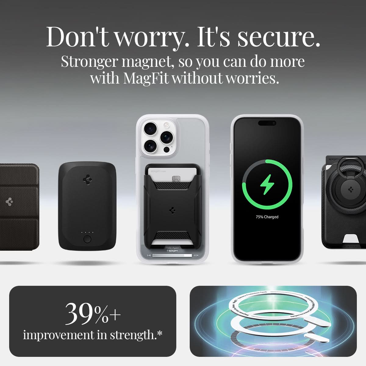 ACS08139 - iPhone 16 Pro Case Ultra Hybrid Classic (MagFit) in Classic Silver  don't worry. It's secure. Stronger magnet, so you can do more with magfit without worries. 39%+ improvement in strength.