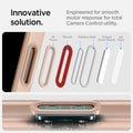 ACS09071 - iPhone 16 Pro Case Ultra Hybrid T (MagFit + Camera Control) in Frost Rose Titanium showing the innovative solution, engineered for smooth motor response for total camera control utility, parts of the button: PC Frame, Silicone, Stainless Steel,