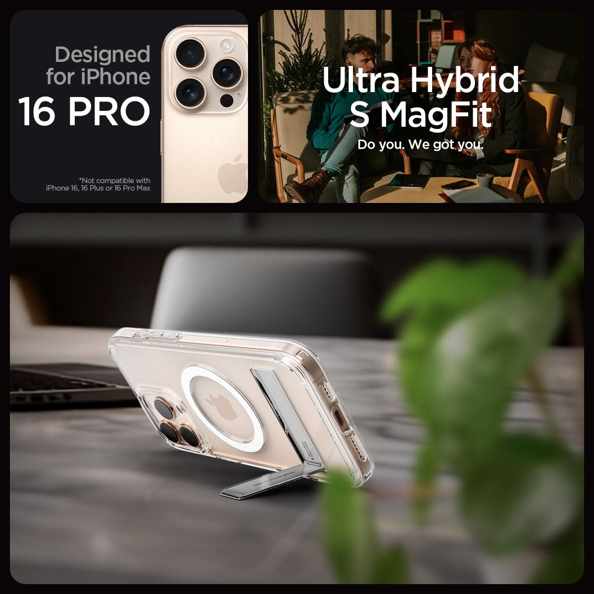 ACS08142 - iPhone 16 Pro Case Ultra Hybrid S (MagFit) in Crystal Clear 