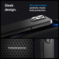ACS09114 - iPhone 16 Pro Max Case Liquid Air T (MagFit + Camera Control) in Matte Black showing the sleek design. Slim and modern aesthetic meets total protection with textured grooves
