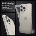 ACS07985 - iPhone 16 Pro Max Case Liquid Crystal Glitter in Crystal Quartz lightweight fluid design. flexible TPU material for easy installation.