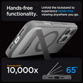 ACS08380 - iPhone 16 Pro Case Ultra Hybrid S (MagFit) in Frost Gray hands free functionality. Unfold the kickstand to experience hands free viewing anywhere you go. tested durability 10,000x 