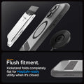 ACS08380 - iPhone 16 Pro Case Ultra Hybrid S (MagFit) in Frost Gray all new flush fitment. Kick stand folds completely flat for mag safe ready utility when it's closed.