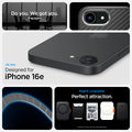 ACS09153 - iPhone 16e Case Enzo Aramid in Matte Black showing the all ne design for iPhone 16e. MagFit compatible