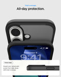 ACS10085 - iPhone 17 Ultra Hybrid (MagFit) in Frost Black showing total coverage. all day protection. raised edges guard your camera and screen from daily drops with total coverage