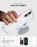 ACS10082 - iPhone 17 Ultra Hybrid (MagFit) in Clear White showing magfit compatible. snap into magfit.