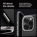 ACS08508 - iPhone 16 Pro Case Enzo Aramid in Black Natural  all about the details. Acute attention to detail with anodized aluminum accents.