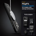 ACS08501 - iPhone 16 Pro Max Case Enzo Aramid in Black Natural stronger magfit improved magnets for snappy and strong connection. Extra snappy.