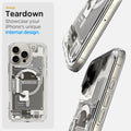 ACS08381 - iPhone 16 Pro Max Case Ultra Hybrid Zero One (MagFit) in Zero One Natural Titanium teardown design. showcase your iPhone's unique internal design.