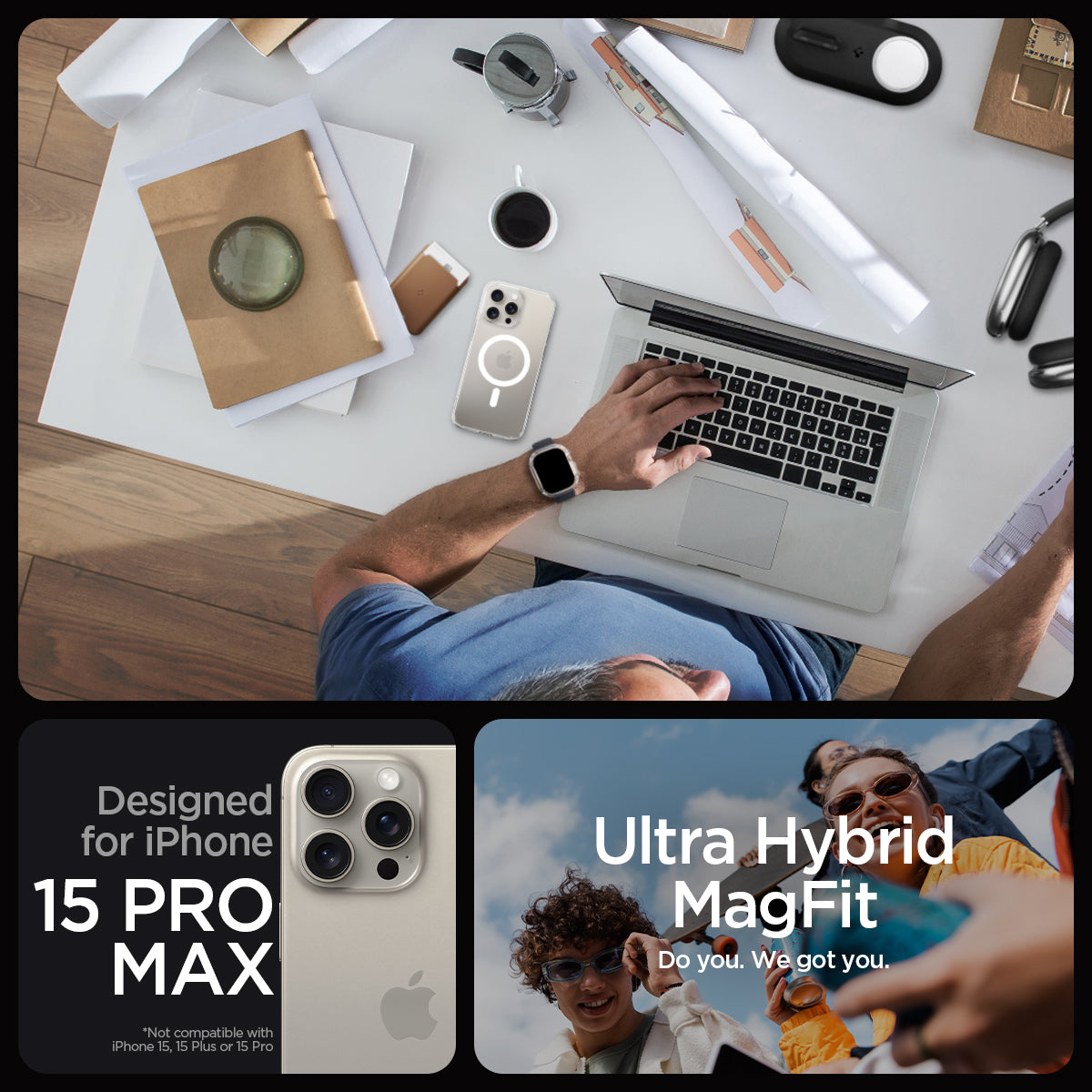 ACS06576 - iPhone 15 Pro Max Case Ultra Hybrid (MagFit) in crystal clear designed for iPhone 15 pro max. ultra hybrid magfit. do you. we got you.