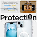 ACS06802 - iPhone 15 Case Ultra Hybrid (MagFit) in white showing the protection