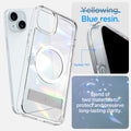 ACS06807 - iPhone 15 Case Ultra Hybrid S (MagFit) in crystal clear showing the blend of two materials to protect and preserve long-lasting clarity with flexible TPU and blue resin