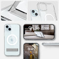 ACS06807 - iPhone 15 Case Ultra Hybrid S (MagFit) in crystal clear showing the different angles