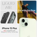 ACS06650 - iPhone 15 Plus Case Liquid Air in matte black showing the compatibility only with iPhone 15 Plus. Not compatible with iPhone 15 | 15 Pro | 15 Pro Max 