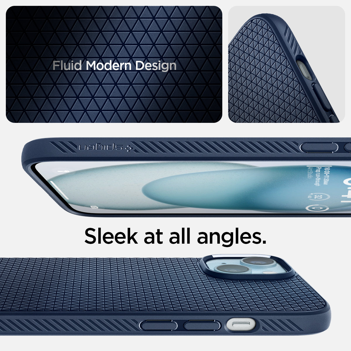 ACS06651 - iPhone 15 Plus Case Liquid Air in navy blue  fluid modern design. Sleek at all angles