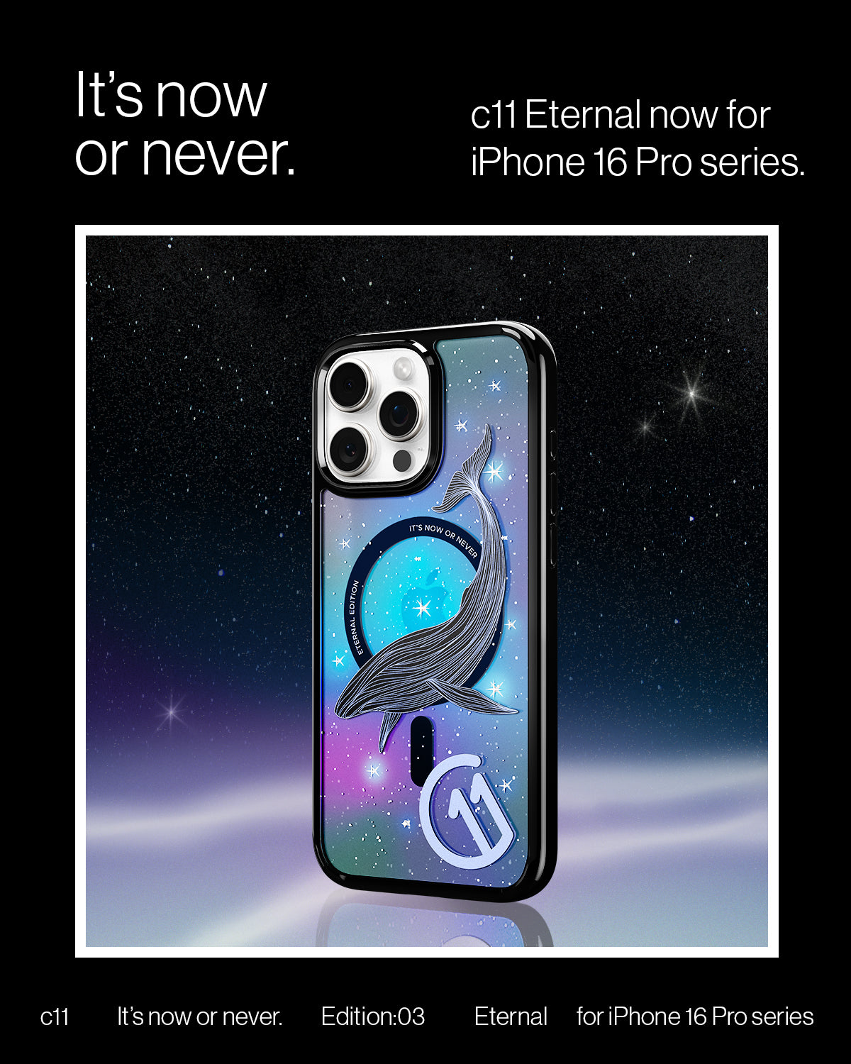 ACS09301 - iPhone 16 Pro Max Case c11 Series Eternal Edition (MagFit) in Eternal showing the edition no. 3. Eternal for iPhone 16 Pro series 