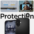 ACS08060 - iPhone 16 Plus Case Thin Fit (MagFit) in Black raised lips help prevent surfaces scratches for camera and screen. oh snap. protection.