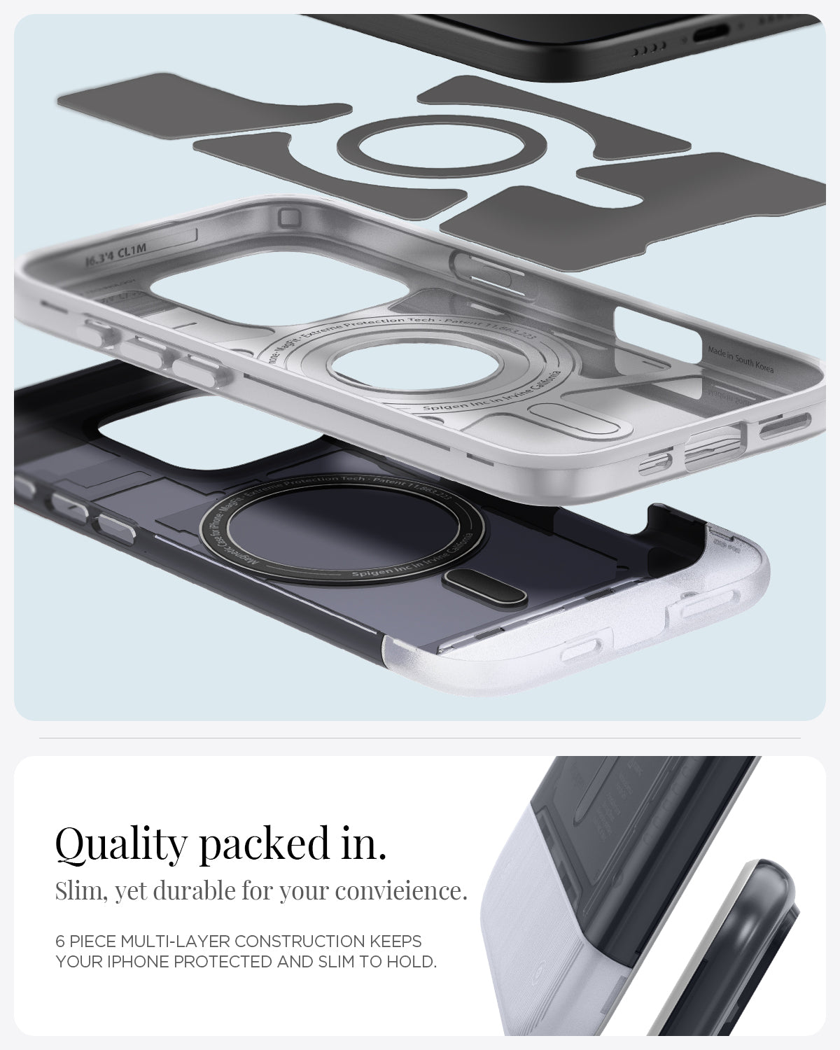 ACS08152 - iPhone 16 Pro Case Classic C1 (MagFit) in Graphite quality packed in, slim, yet durable for your convieience. 6 piece multi layer construction keeps your iPhone protected and slim to hold.