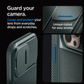ACS08016 - iPhone 16 Pro Max Case Optik Armor (MagFit) in Abyss Green showing the unique cutout for easy access. Cover and protect your lens from everyday drops and scratches