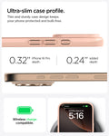 ACS08691 - iPhone 16 Pro Case Thin Fit (MagFit) in Rose Titanium ultra slim case profile. Thin and sturdy case design keeps your phone protected and bulk free. 0.32