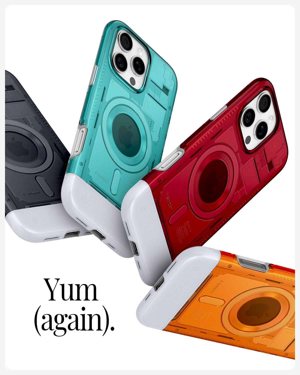 ACS08559 - iPhone 16 Pro Max Case Classic C1 (MagFit) in Tangerine and every colors showing text yum(again)