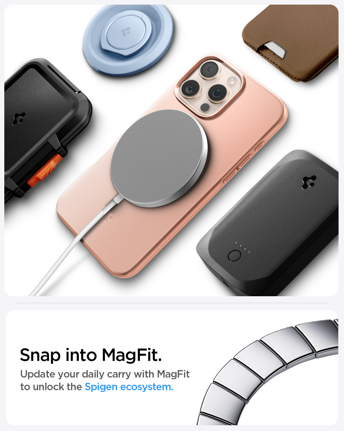 ACS08686 - iPhone 16 Pro Max Case Thin Fit (MagFit) in Rose Titanium snap into magfit. update your daily carry with magfit to unlock the spigen ecosystem.