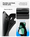 ACS09922 - iPhone 17 Air Liquid Air in Matte Black showing flexible and fluid steady grip. mattecoated TPU with a textured side for everyday hold.