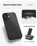 ACS09977 - iPhone 17 Liquid Air in Matte Black showing beyond simple looks. liquid air. designed by spigen.
