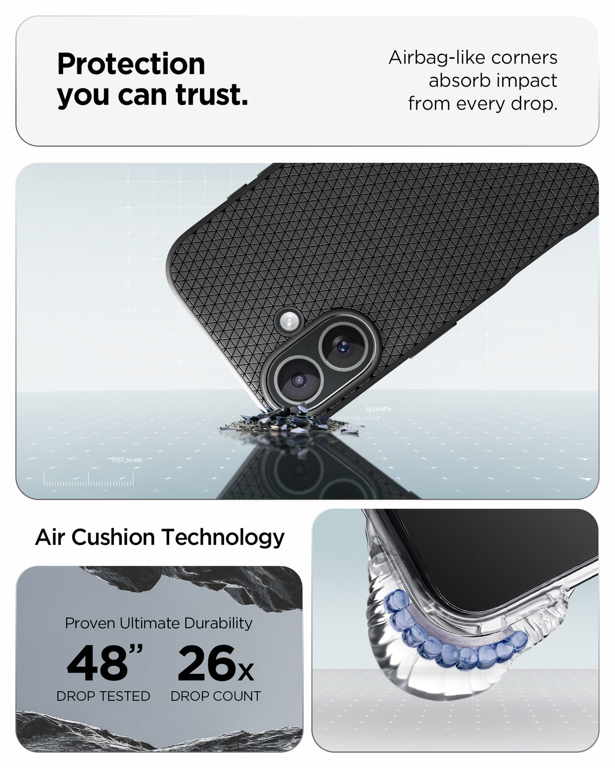 ACS09977 - iPhone 17 Liquid Air in Matte Black protection you can trust. air bag like corners absorb impact from every drop. air cushion technology.