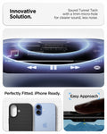 ACS09977 - iPhone 17 Liquid Air in Matte Black showing innovative solution. sound tunnel tech with a 1mm micro hole for cleaner sound, less noise.