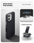ACS09992 - iPhone 17 Nano Pop (MagFit) in Black Sesame showing the drop proof and pop worthy of case